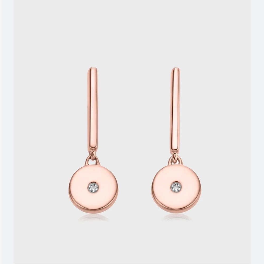 Monica Vinader Linear Solo Diamond Women's Drop Earrings NWOT